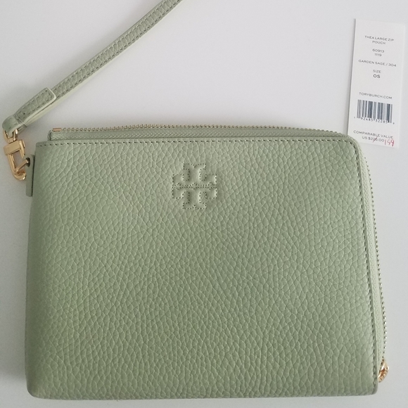 SOLD NWT Tory Burch Wristlet -Thea Large Zip Pouch - Picture 2 of 7